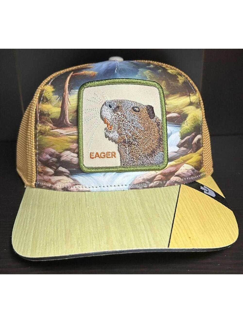 Goorin Animal Trucker Baseball Snapback Hat Cap Bitejob Eager Beaver Green #5744